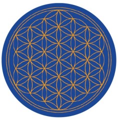 Aufkleber "Blume des Lebens" Komplementärfarben, blau-orange 9,5cm