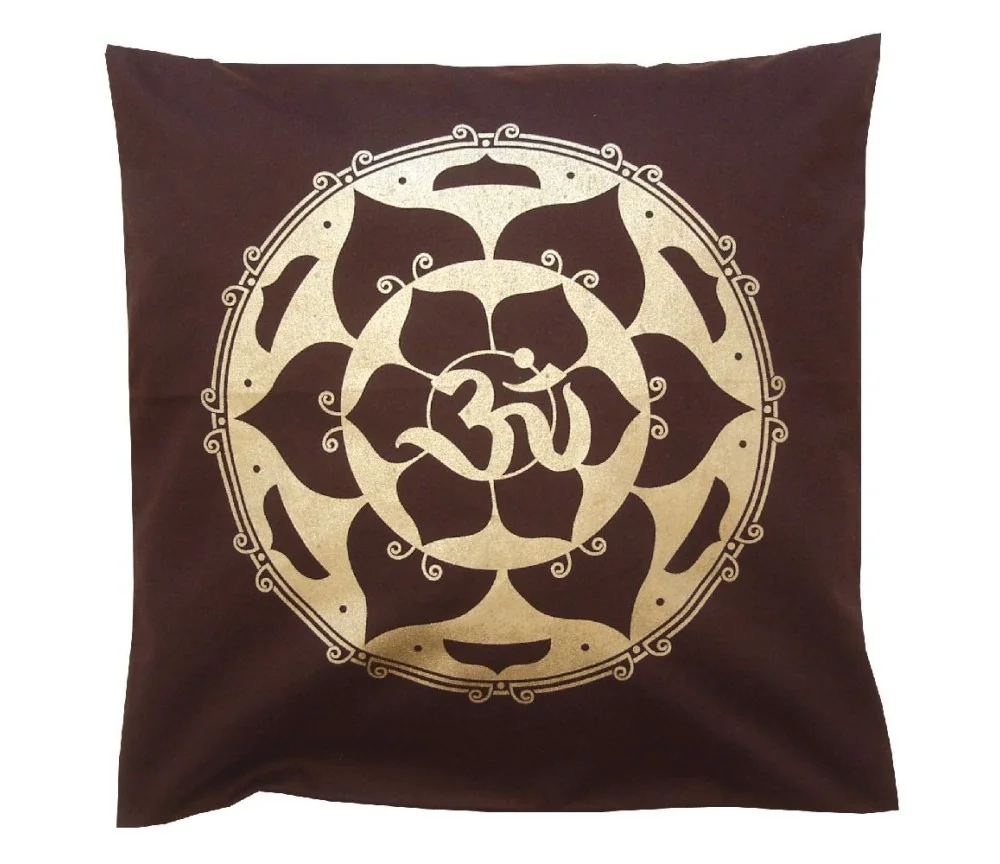 Kissenbezug "Om im Lotus" Baumwolle braun 40x40cm