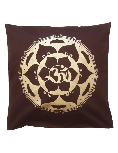 Kissenbezug "Om im Lotus" Baumwolle braun 40x40cm