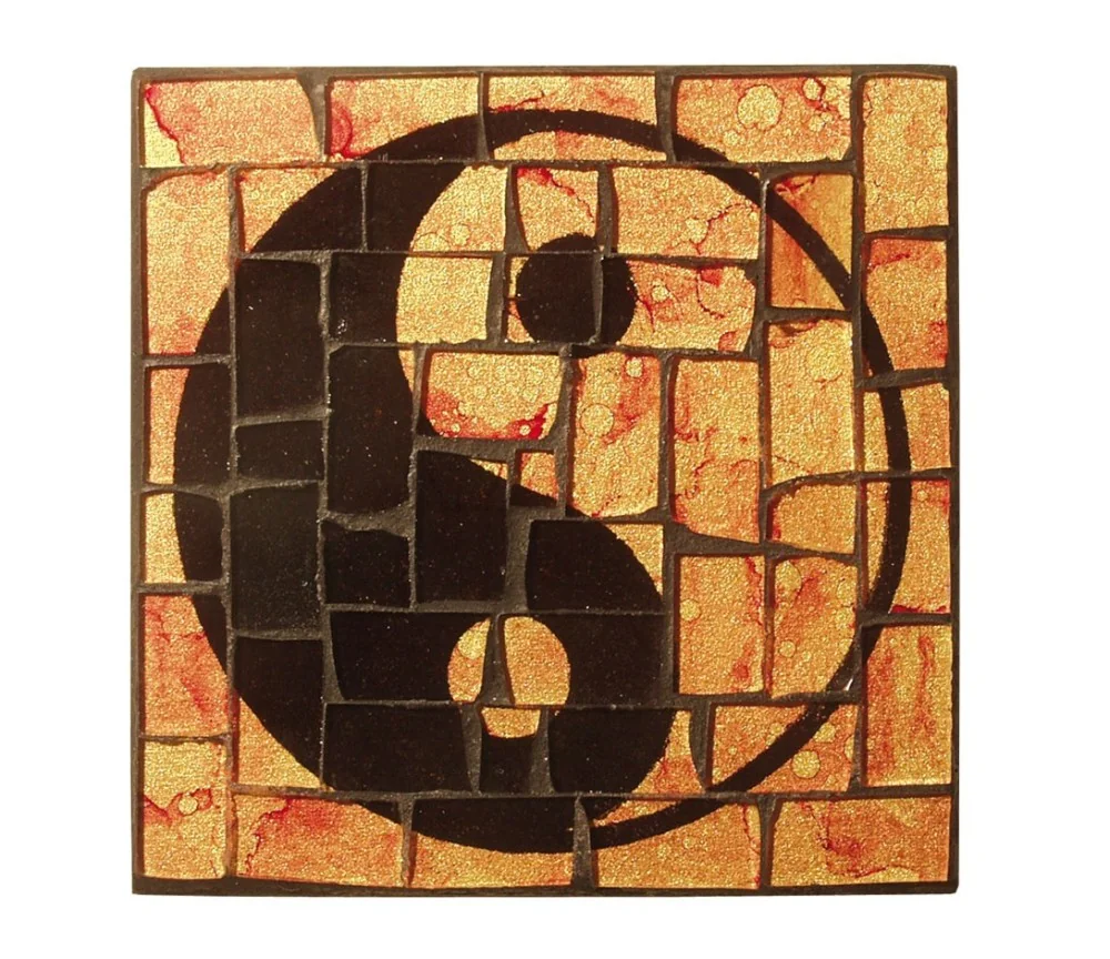 Untersetzer "Yin Yang" Glasmosaik 9x9cm