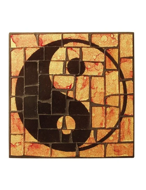 Untersetzer "Yin Yang" Glasmosaik 9x9cm