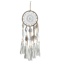 Traumfänger mit gehäkeltem Netz und Quasten, braun 16x60cm