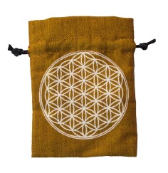 Baumwollsäckchen "Blume des Lebens" saffran 8x11cm