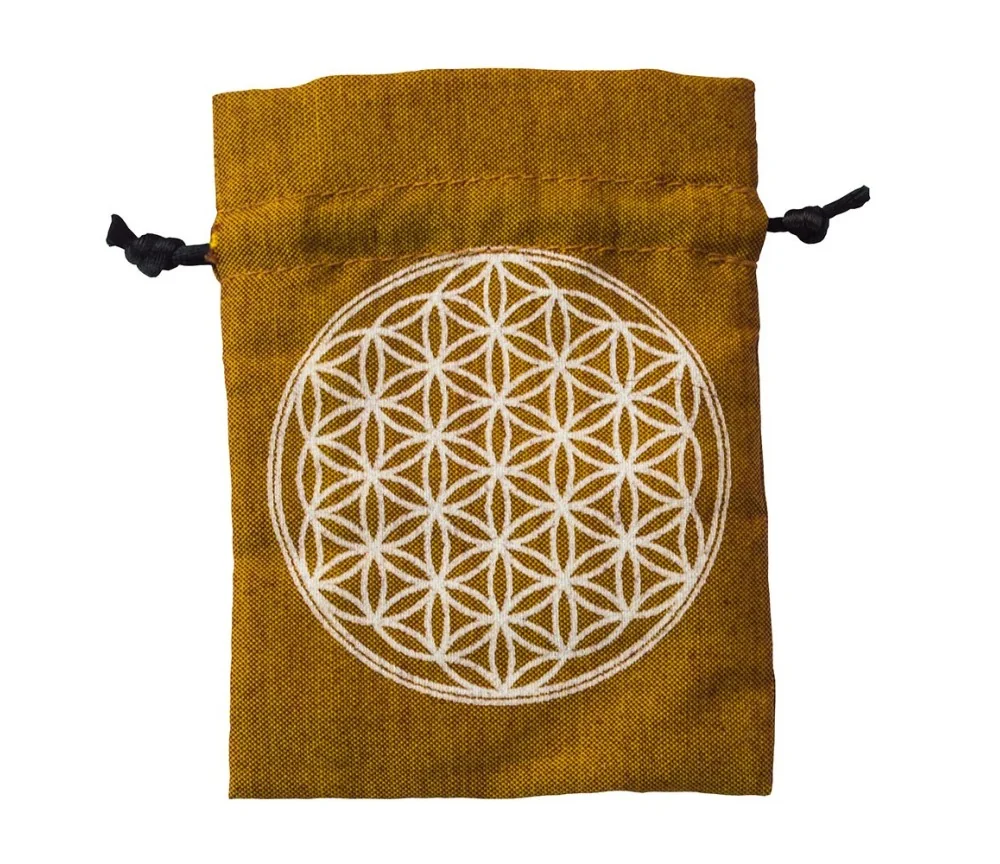 Baumwollsäckchen "Blume des Lebens" saffran 8x11cm