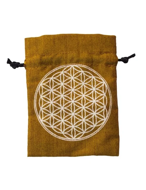 Baumwollsäckchen "Blume des Lebens" saffran 8x11cm
