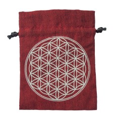 Baumwollsäckchen "Blume des Lebens" maroon 8x11cm