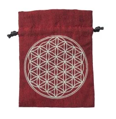 Baumwollsäckchen "Blume des Lebens" maroon 8x11cm