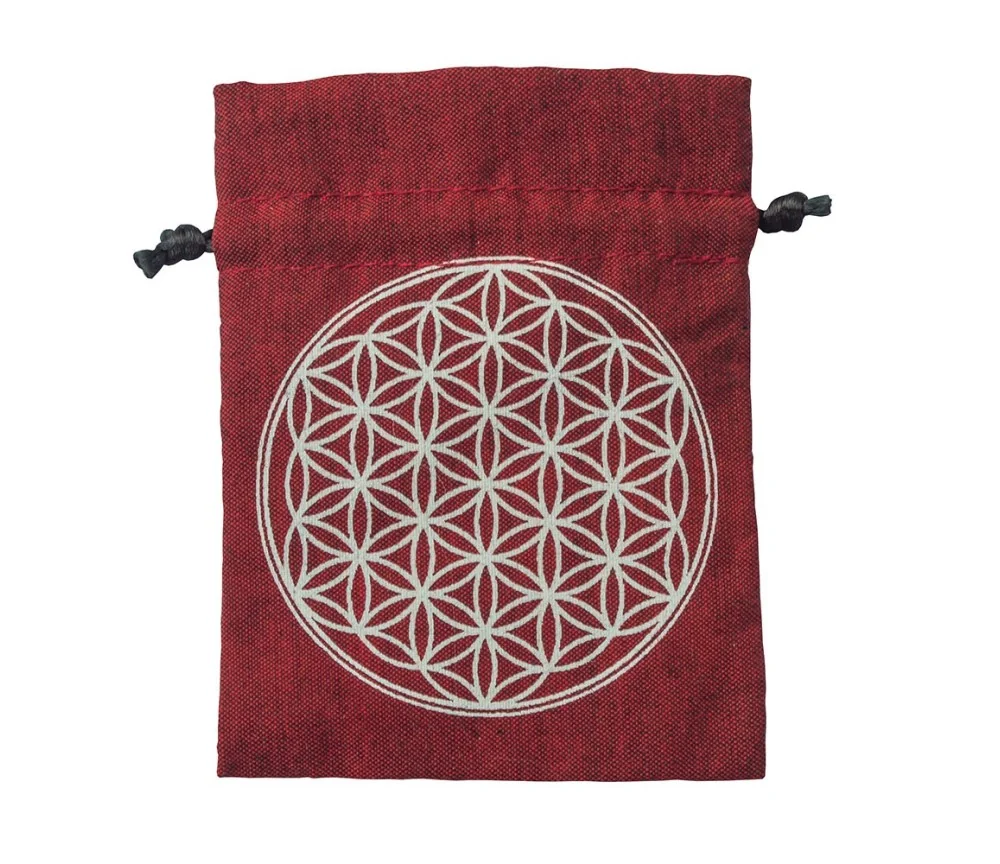 Baumwollsäckchen "Blume des Lebens" maroon 8x11cm