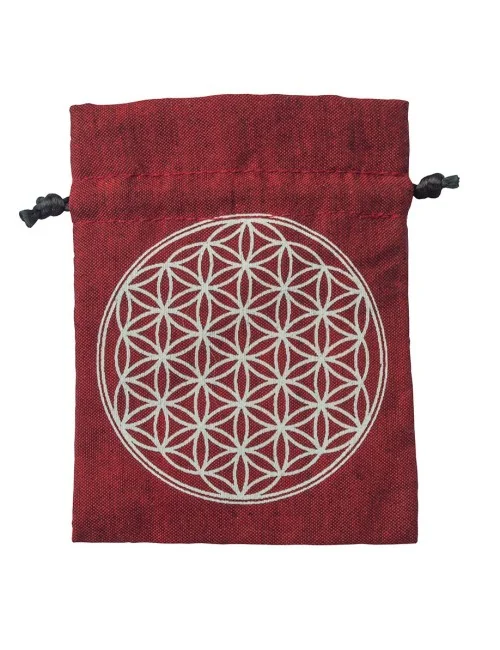 Baumwollsäckchen "Blume des Lebens" maroon 8x11cm