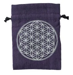 Baumwollsäckchen "Blume des Lebens" purple 8x11cm