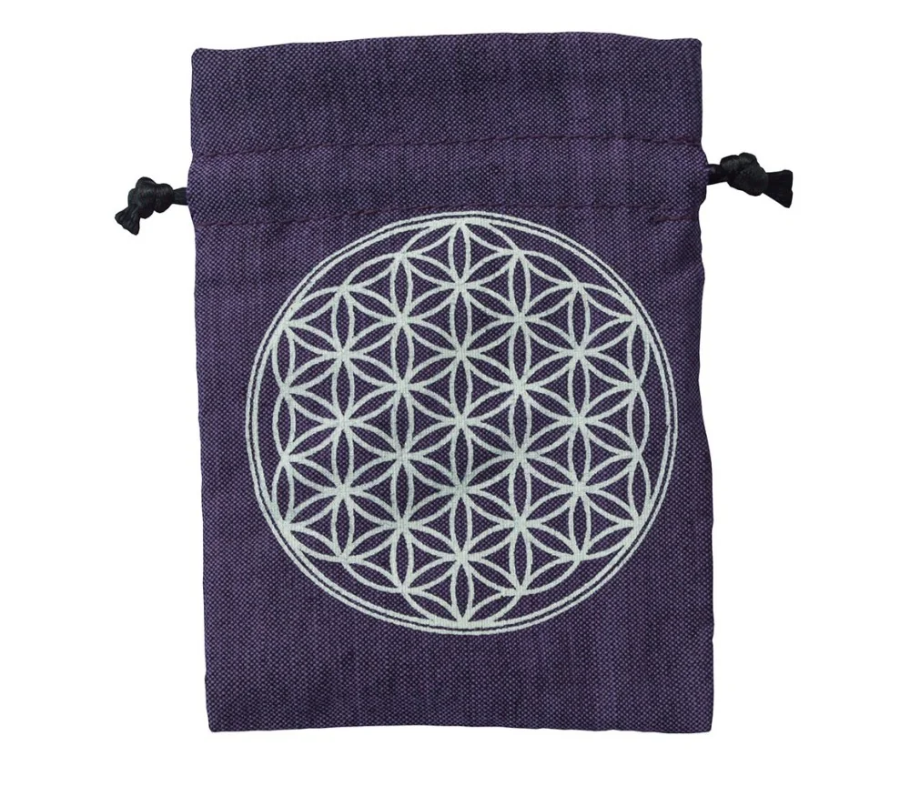 Baumwollsäckchen "Blume des Lebens" purple 8x11cm