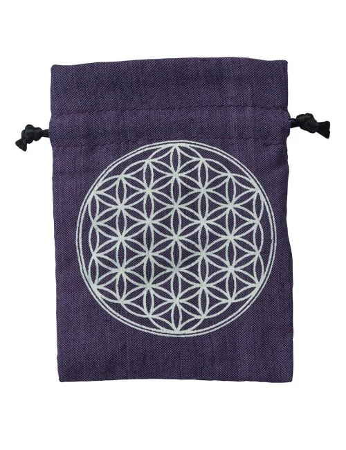 Baumwollsäckchen "Blume des Lebens" purple 8x11cm