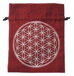 Baumwollsäckchen "Blume des Lebens" maroon 11x15cm