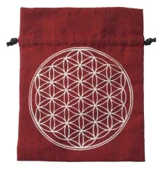 Baumwollsäckchen "Blume des Lebens" maroon 11x15cm