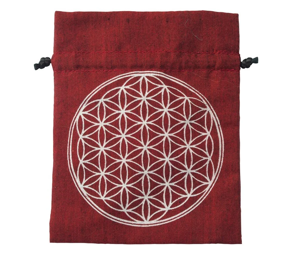 Baumwollsäckchen "Blume des Lebens" maroon 11x15cm