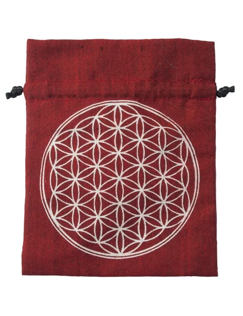 Baumwollsäckchen "Blume des Lebens" maroon 11x15cm