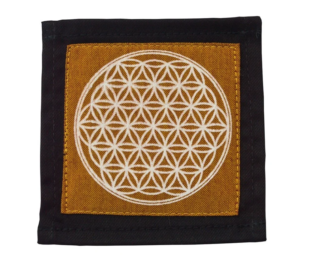 Untersetzer "Blume des Lebens" Baumwolle saffran 10x10cm