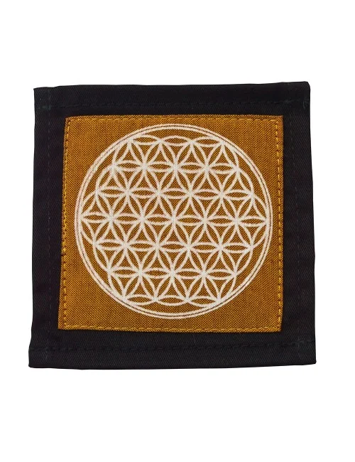 Untersetzer "Blume des Lebens" Baumwolle saffran 10x10cm