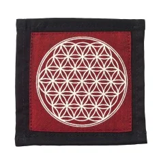 Untersetzer "Blume des Lebens" Baumwolle maroon 10x10cm