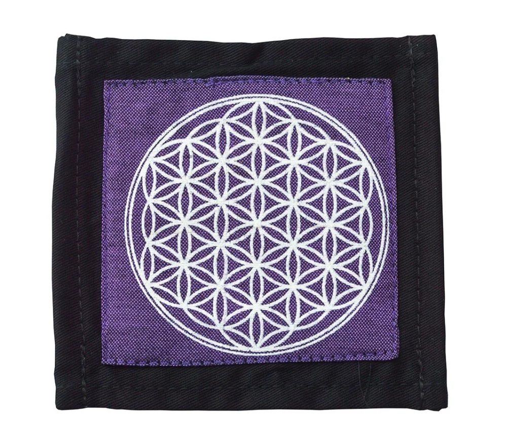 Untersetzer "Blume des Lebens" Baumwolle purple 10x10cm
