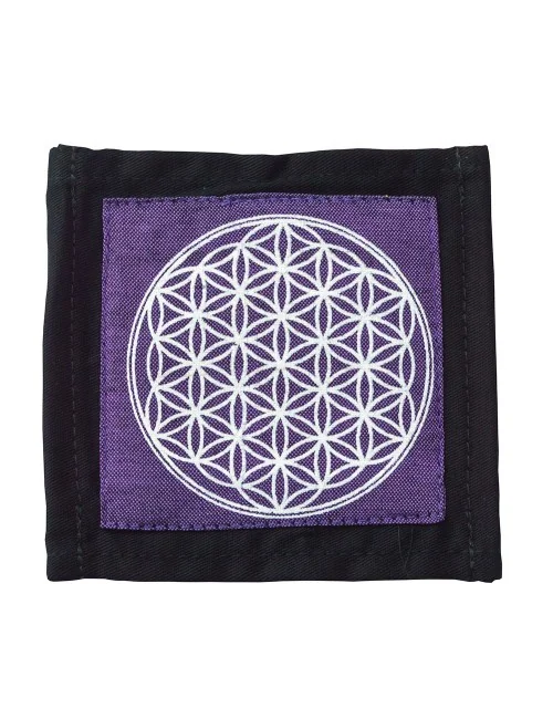 Untersetzer "Blume des Lebens" Baumwolle purple 10x10cm