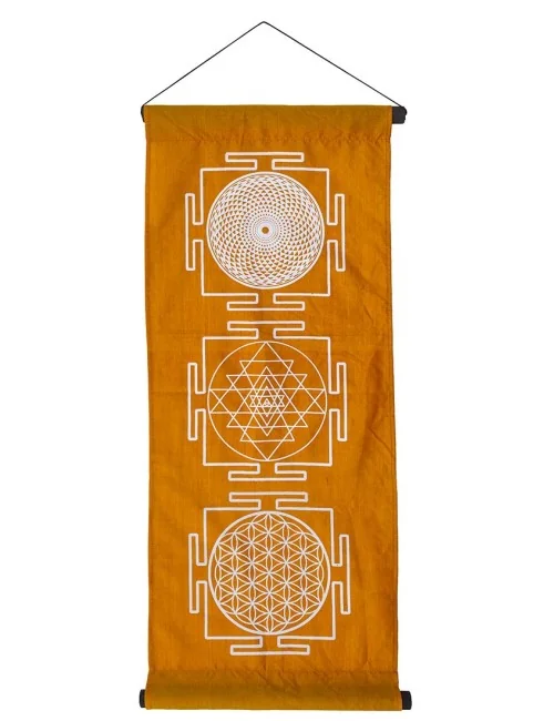 Wandbehang "Heilige Geometrie" Baumwolle orange 40x85cm