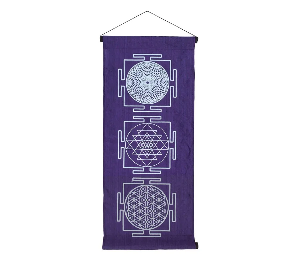Wandbehang "Heilige Geometrie" Baumwolle purple 40x85cm