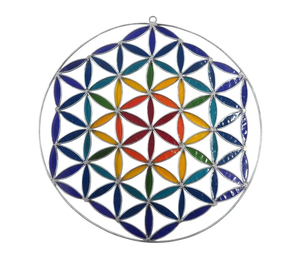 Spiritcatcher "Blume des Lebens" Resin regenbogen 18cm