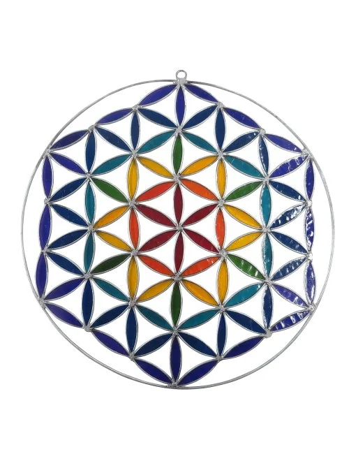 Spiritcatcher "Blume des Lebens" Resin regenbogen 18cm