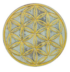 Wandornament "Saat des Lebens" MDF whitewashed/gold bemalt, 20cm