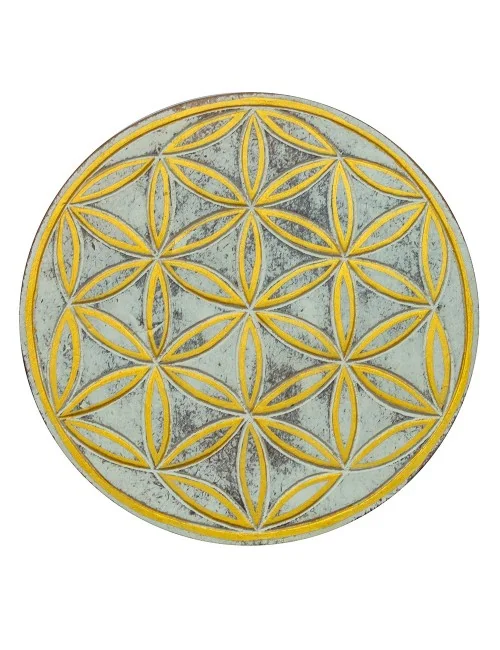 Wandornament "Saat des Lebens" MDF whitewashed/gold bemalt