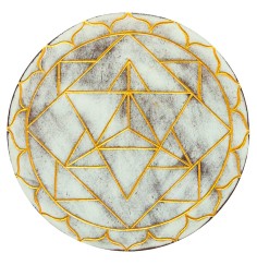 Wandornament "Merkabah" MDF whitewashed/gold bemalt, 20cm