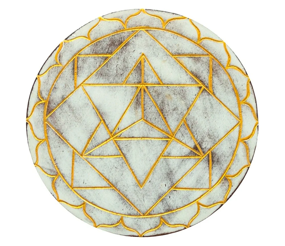 Wandornament "Merkabah" MDF whitewashed/gold bemalt, 20cm