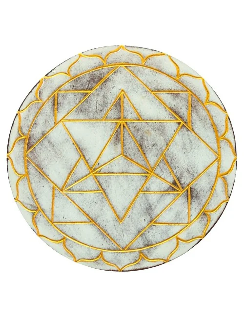 Wandornament "Merkabah" MDF whitewashed/gold bemalt