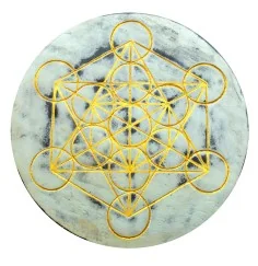 Wandornament "Metatron" MDF whitewashed/gold bemalt, 20cm
