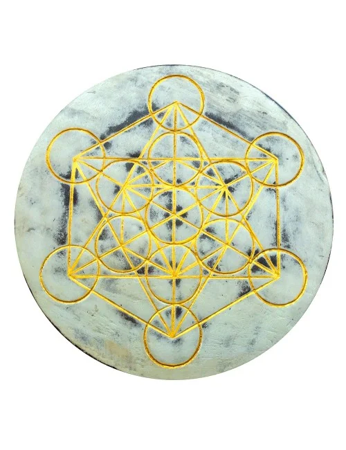 Wandornament "Metatron" MDF whitewashed/gold bemalt