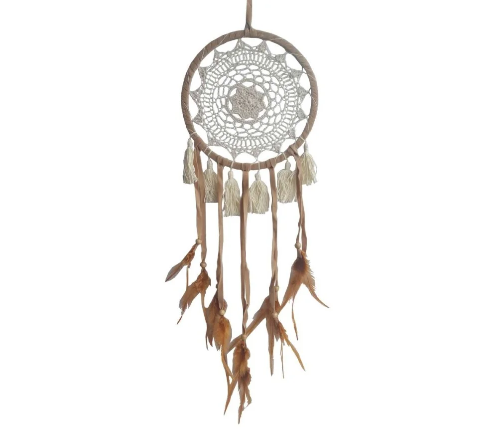 Traumfänger "Tassel" Leder 22cm mit Sytheticfäden, 22x80cm