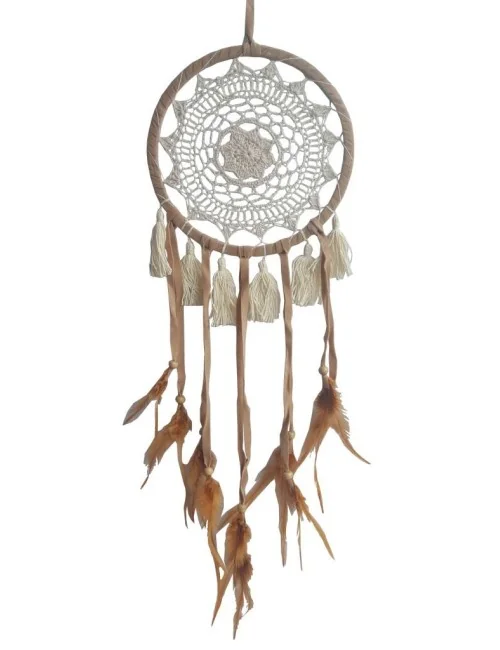 Traumfänger "Tassel" Leder 22cm mit Sytheticfäden