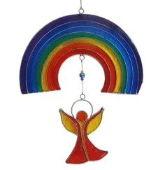 Suncatcher "Engel unter dem Regenbogen" Resin mehrfarbig 16x25cm