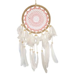 Traumfänger "Pink" Sisal 22cm mit gewebtem Netz, 22x60cm