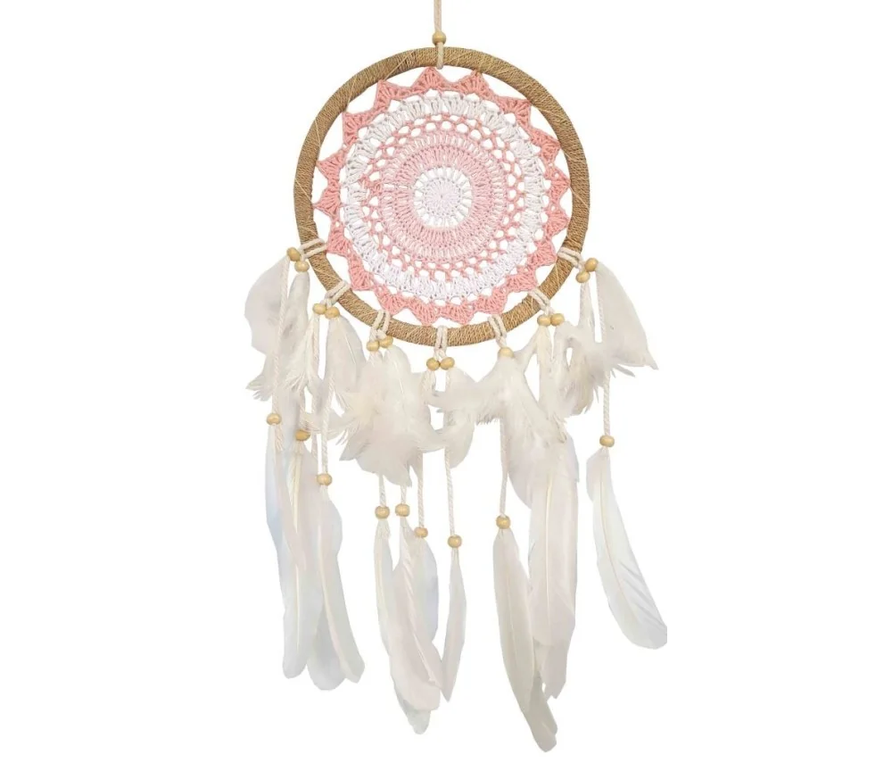 Traumfänger "Pink" Sisal 22cm mit gewebtem Netz, 22x60cm