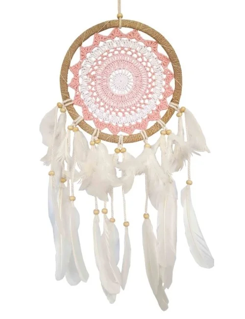 Traumfänger "Pink" Sisal 22cm mit gewebtem Netz