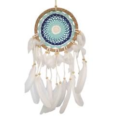 Traumfänger "Türkis" Sisal 22cm mit gewebtem Netz, 22x60cm