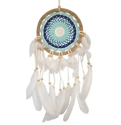 Traumfänger "Türkis" Sisal 22cm mit gewebtem Netz, 22x60cm