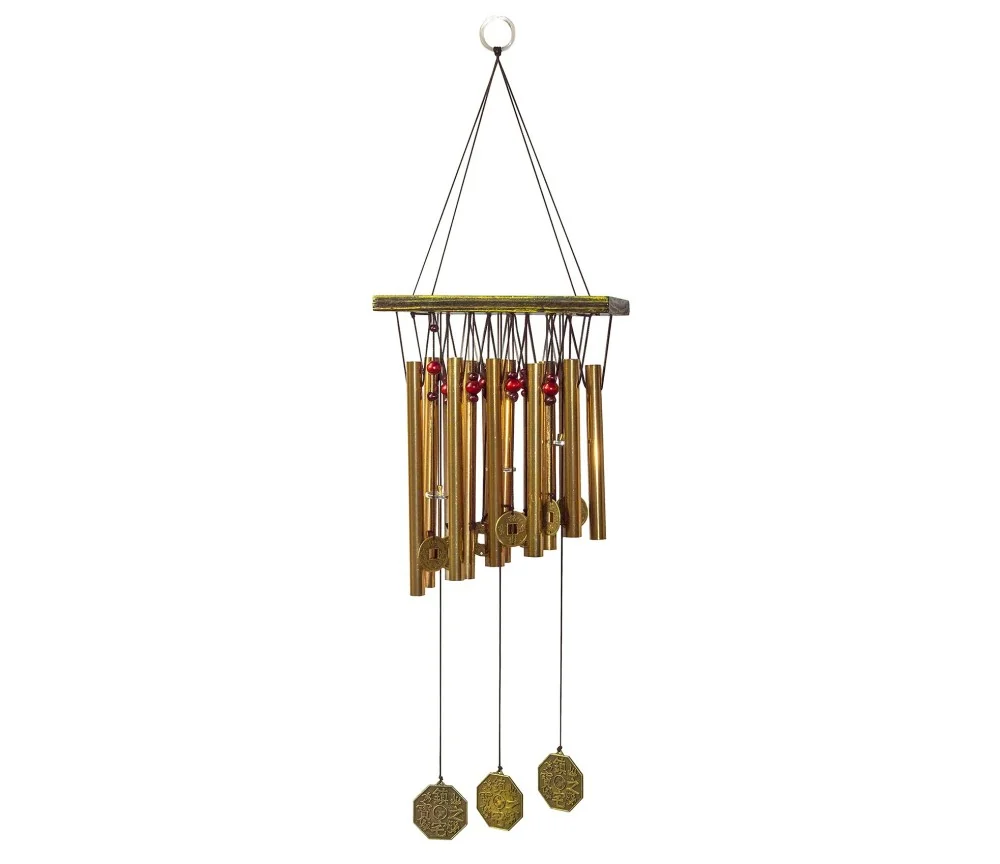 Klangspiel "Pakua mit 10 Aluminium Röhren und Münzen" Metal, Holz 15x55cm