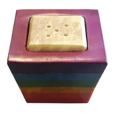 Räucherstäbchen-/ Kerzenhalter "Chakra Cube" Speckstein 4x5cm