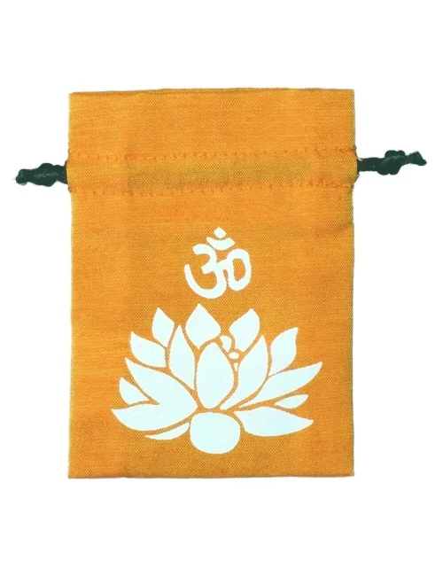 Baumwollsäckchen "Om Lotus" saffran 8x11cm