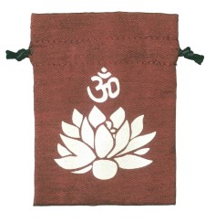 Baumwollsäckchen "Om Lotus" maroon 8x11cm