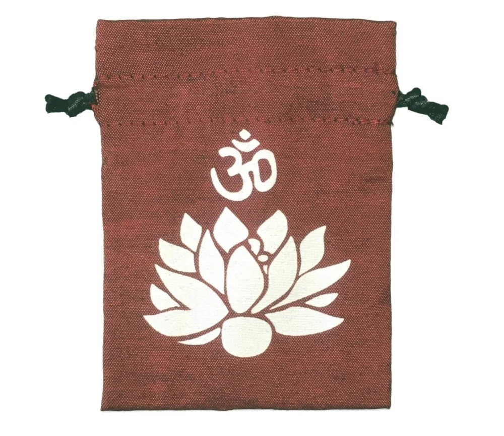 Baumwollsäckchen "Om Lotus" maroon 8x11cm