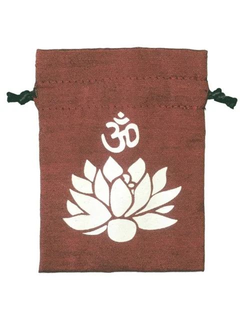 Baumwollsäckchen "Om Lotus" maroon 8x11cm